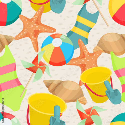 Seamless background with different summer attributes