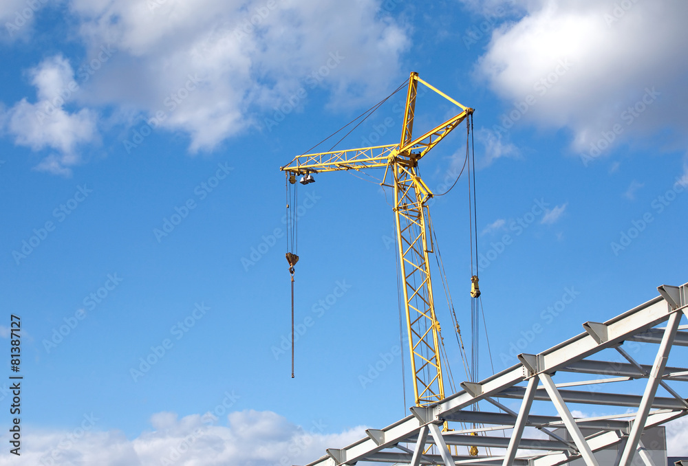 Tower cranes on industrial building construction Tower cranes on industrial building construction