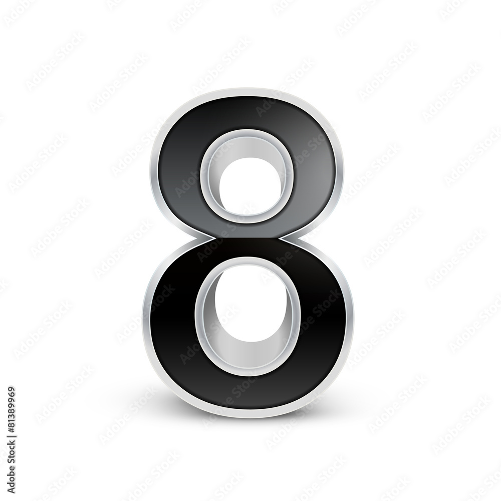 3d black metal number 8 3d black metal number 8