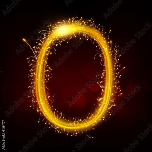 3d sparkler firework letter O