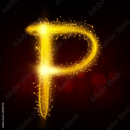 3d sparkler firework letter P