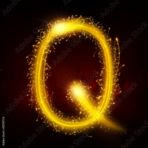 3d sparkler firework letter Q