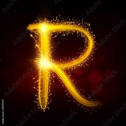 3d sparkler firework letter R