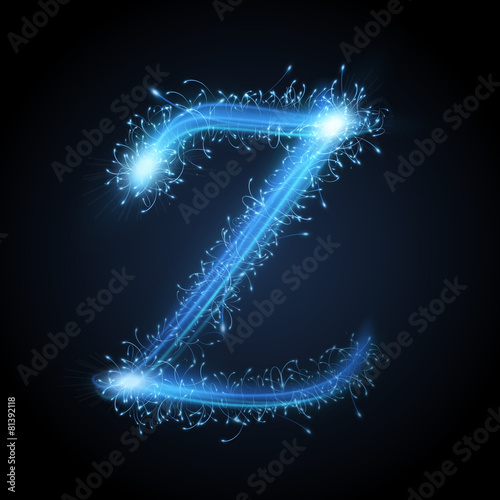 3d blue sparkler firework letter Z