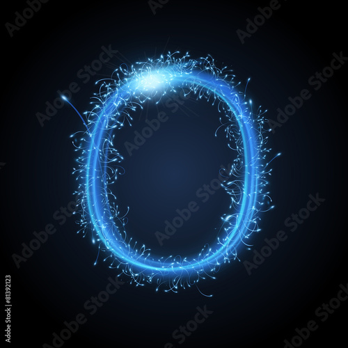 3d blue sparkler firework number 0