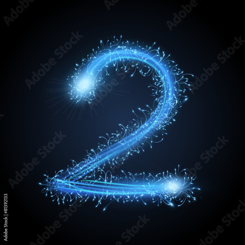 3d blue sparkler firework number 2