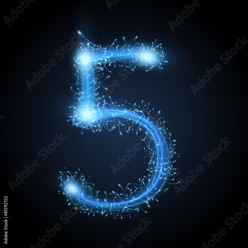 3d blue sparkler firework number 5