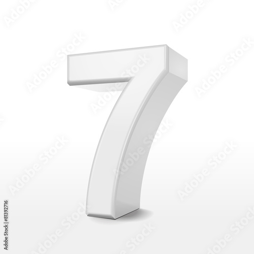 3d white number 7