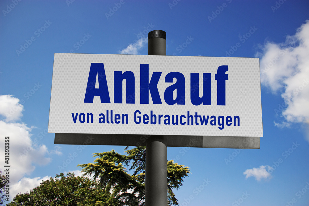 Fototapeta premium Gebrauchtwagen-Ankauf blau