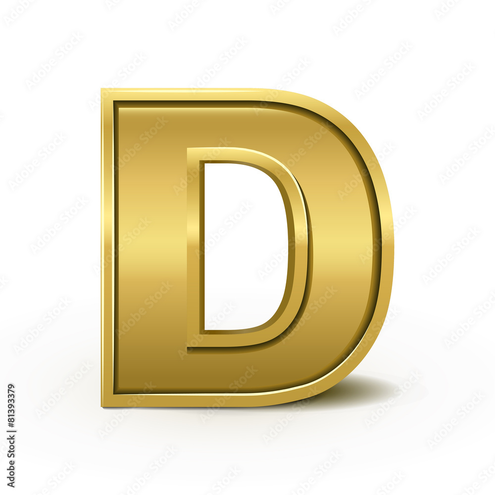 3d bright golden letter D 3d bright golden letter D