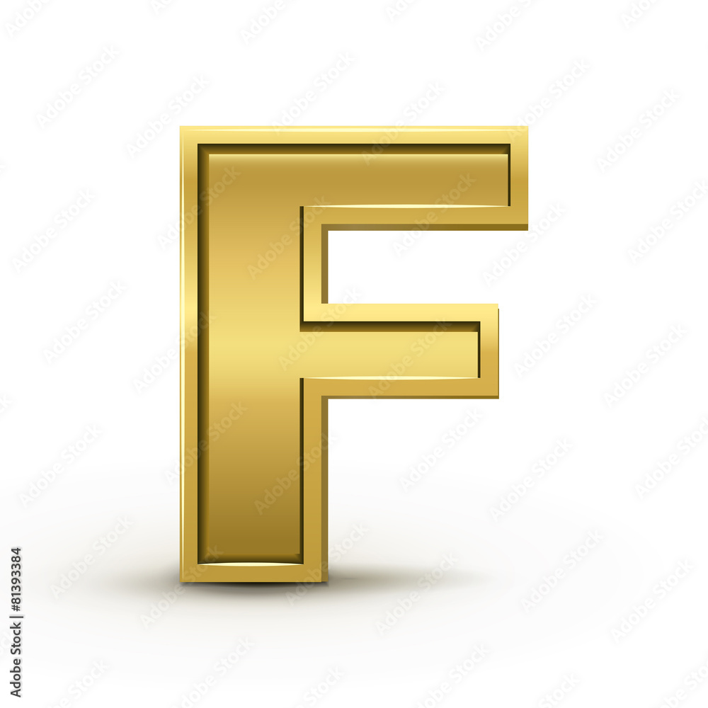 3d bright golden letter F 3d bright golden letter F