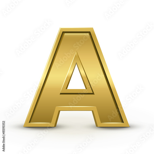 3d bright golden letter A