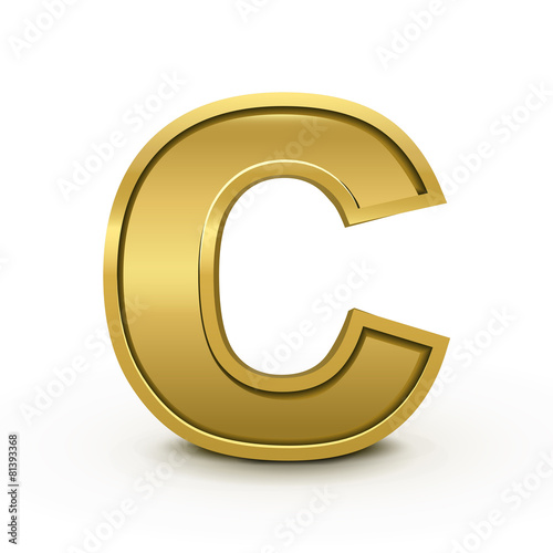 3d bright golden letter C