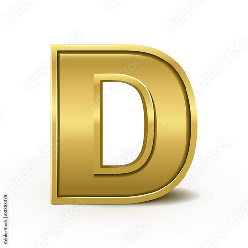 3d bright golden letter D