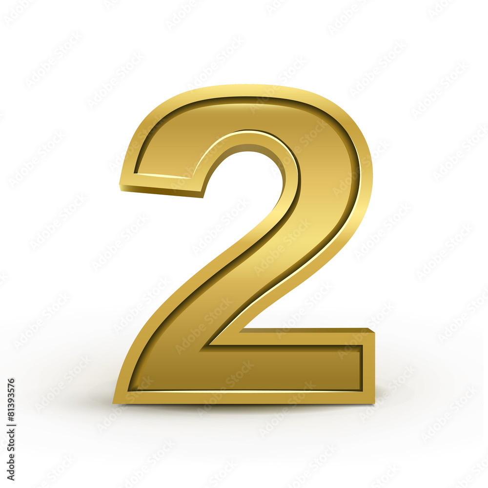 3d bright golden number 2 3d bright golden number 2