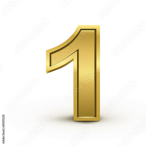 3d bright golden number 1