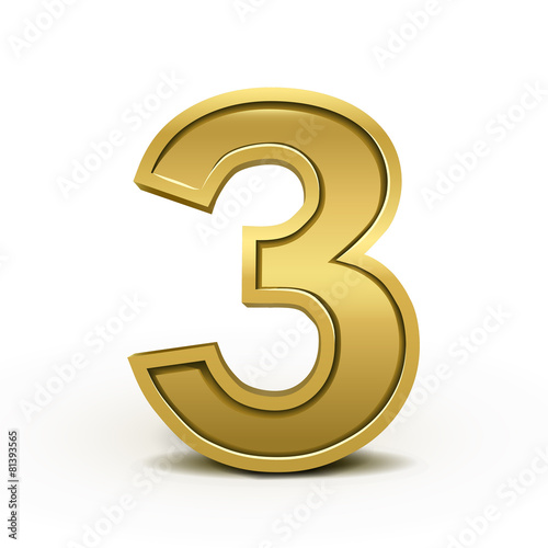 3d bright golden number 3