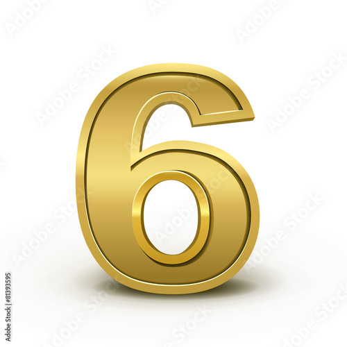 3d bright golden number 6