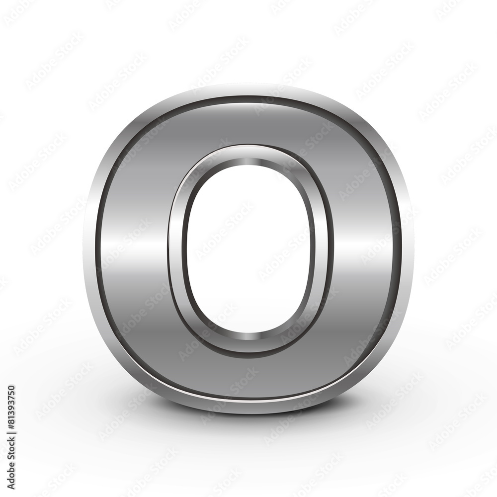 3d metal letter O 3d metal letter O
