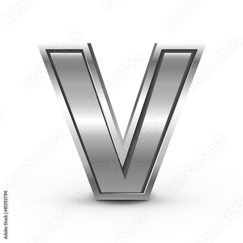 3d metal letter V