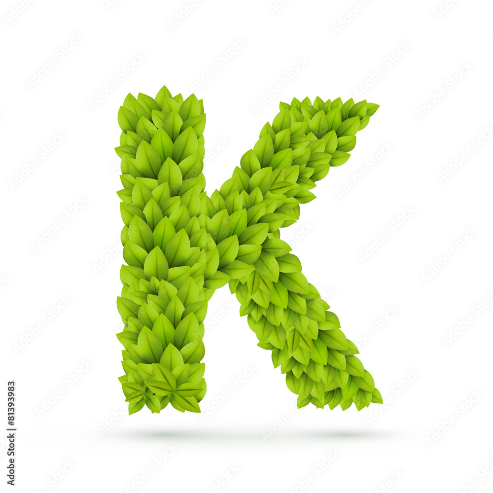 3d green leaves alphabet K 3d green leaves alphabet K