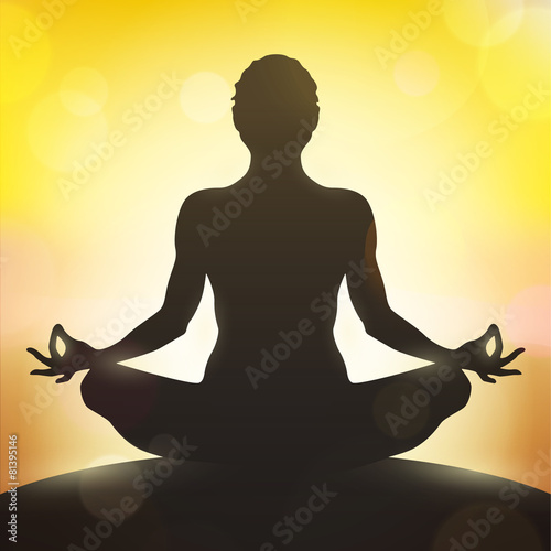 Illustration of Yoga pose, vector woman's flat silhouette