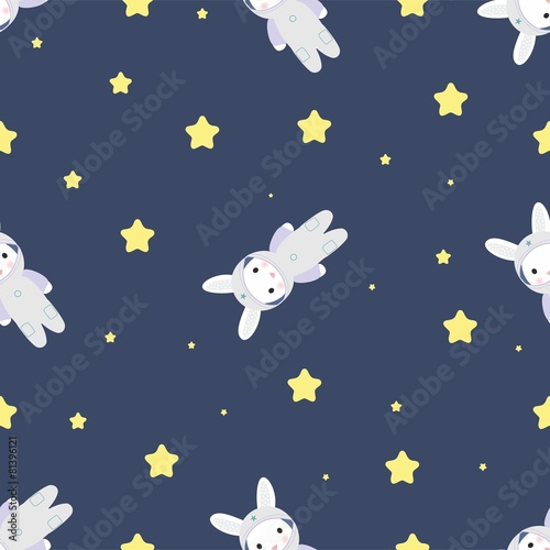 Bunny-astronaut in open space