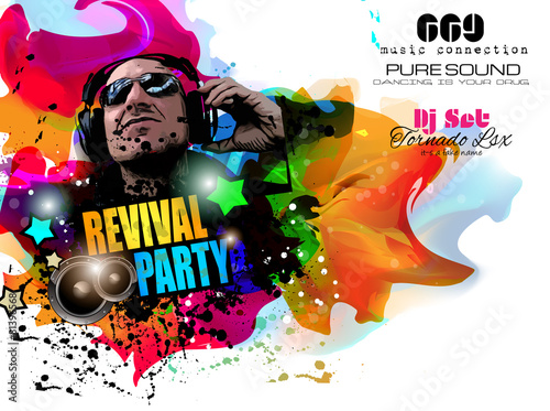 Disco Night Club Flyer layout with DJ shape
