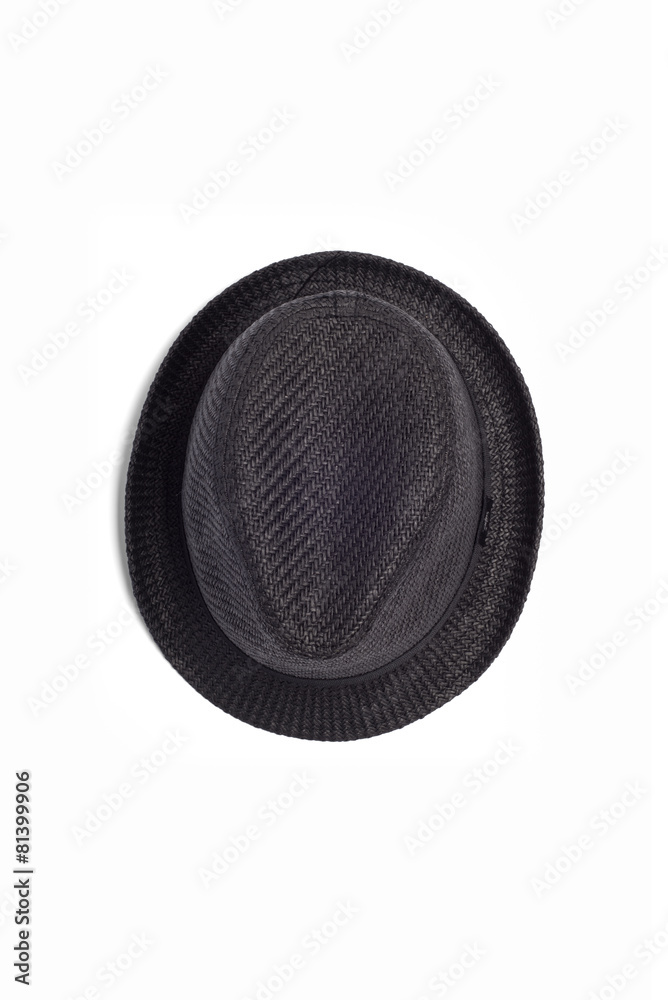 Men’s Black fedora hat isolated on white background Men’s Black fedora hat isolated on white background