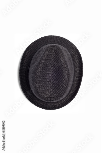 Men’s Black fedora hat isolated on white background