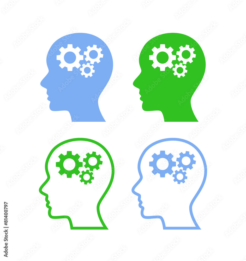 Human heads with gears Human heads with gears