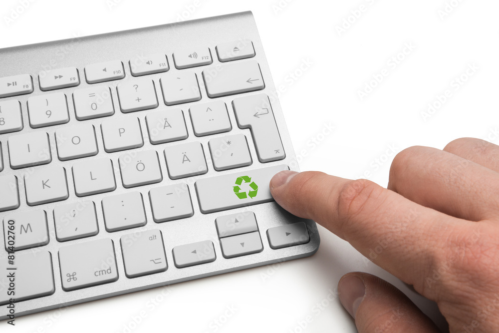Recycling icon on keyboard