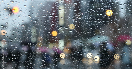 City commuters in rain