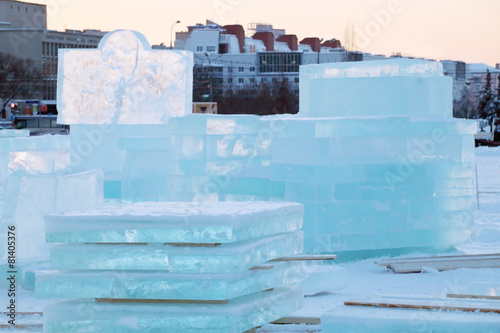 Many ice blue and transparent bricks  © singulyarra