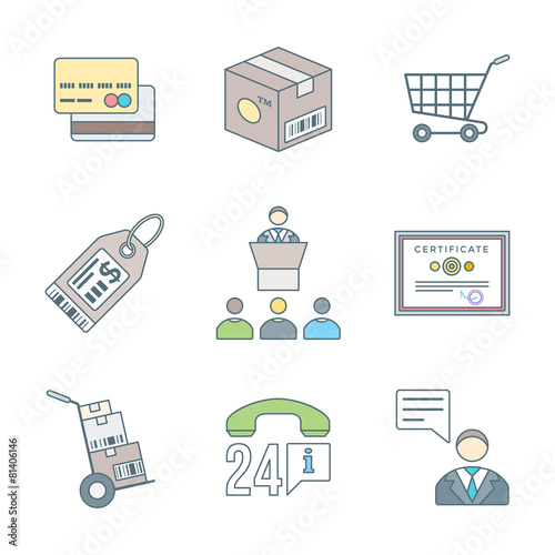 various colored outline business distribution marketing process