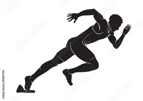 Runner. Vector silhouette isolated on white