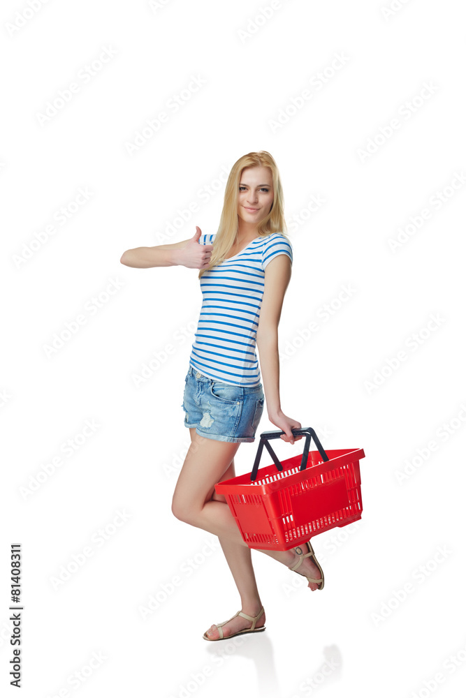 Shopping woman. Full length casual young woman standing smiling Shopping woman. Full length casual young woman standing smiling