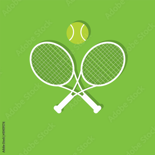 Racket and ball  tennis flat icon  vector illustration eps10