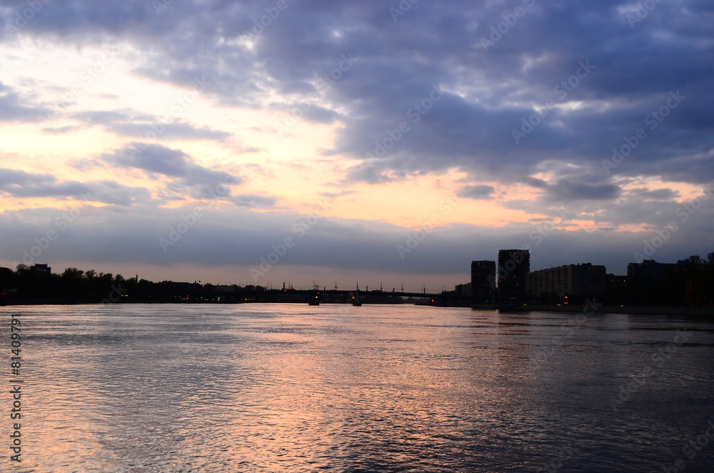 View of Neva River in St.Petersburg.