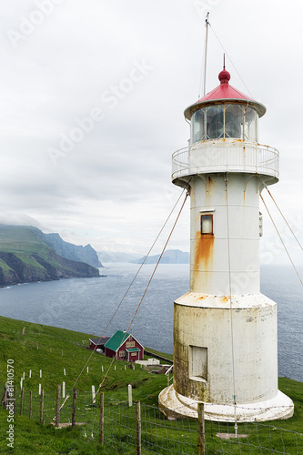 White lighthouse on Faroe i...