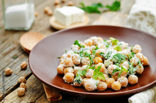 salad with chickpeas, feta and parsley