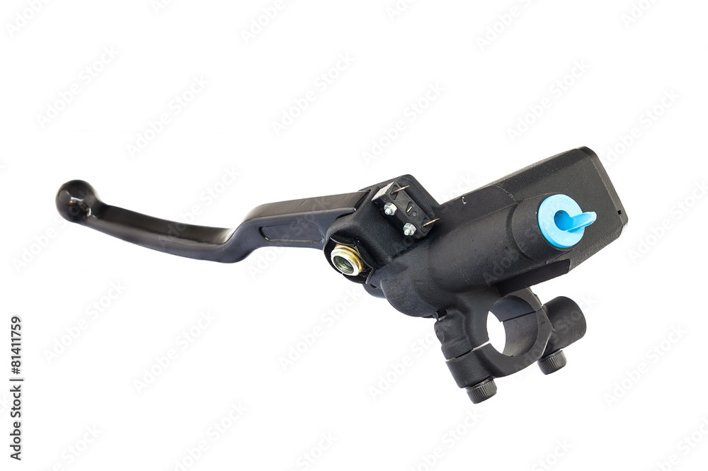 A black motorcycle lever isolated on white A black motorcycle lever isolated on white