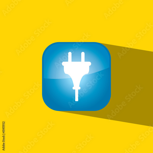 plug button icon flat  vector illustration eps10