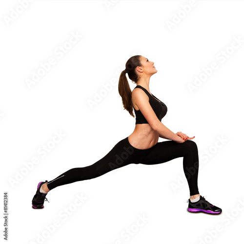 Pretty caucasian woman doing fitness