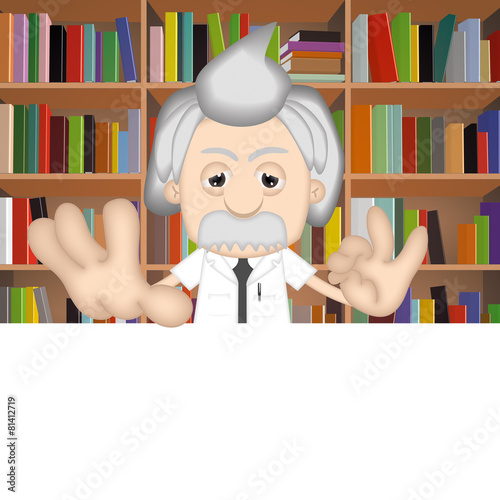 Plakat Albert Einstein Funny Cartoon Comic Illustration Professor