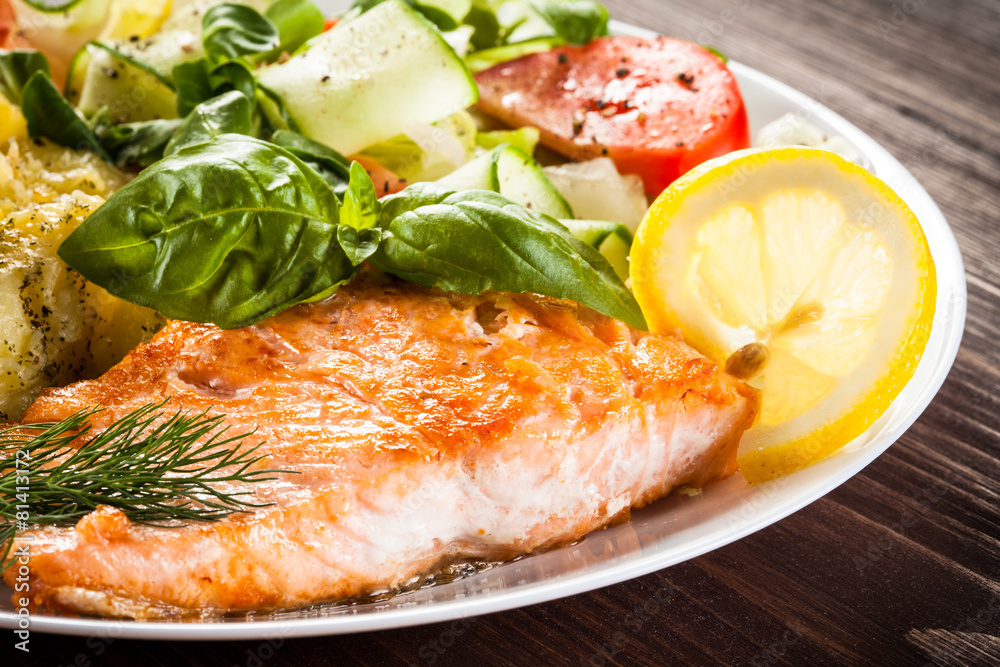 Grilled salmon and vegetables Grilled salmon and vegetables