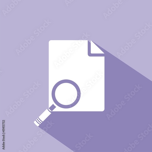 Icono hoja lupa morado botón sombra