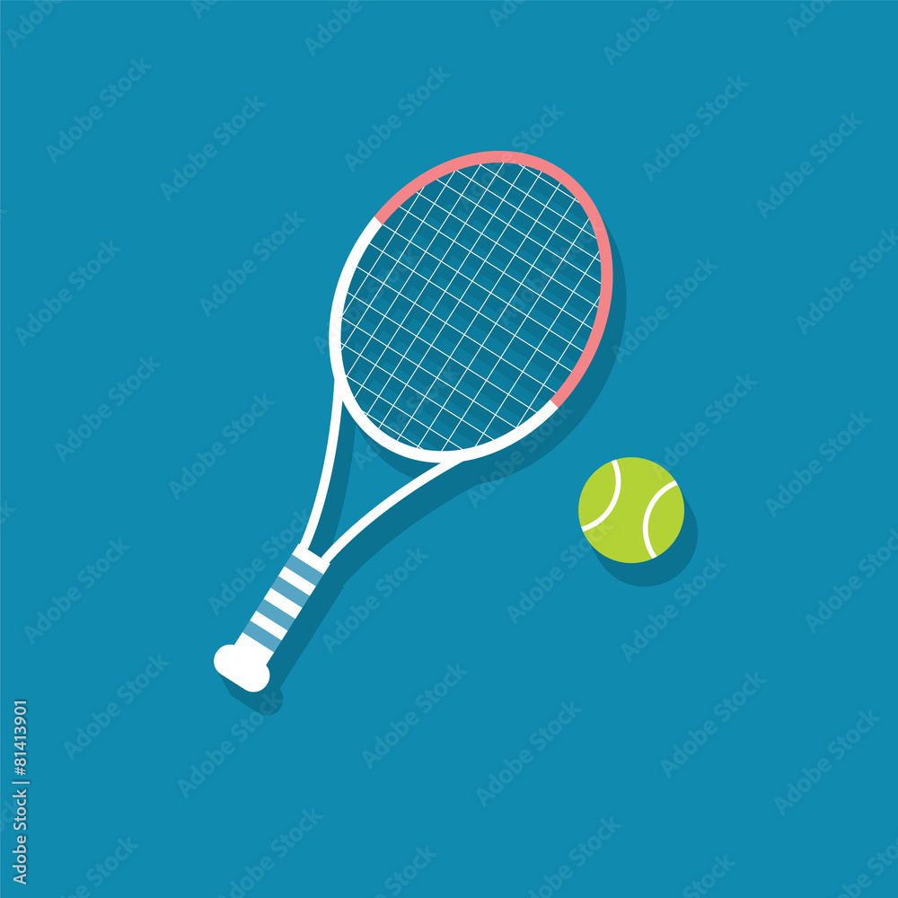 Racket and ball  tennis flat icon  vector illustration eps10