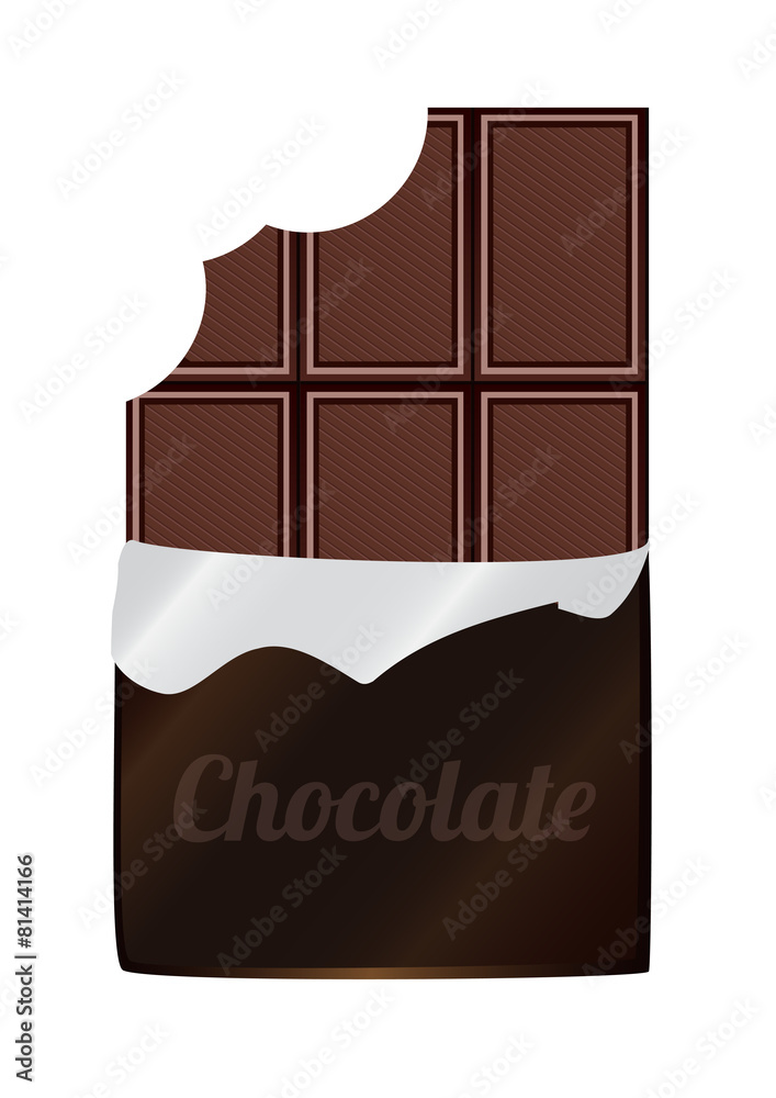 Vector illustration of unpacked bitten dark chocolate