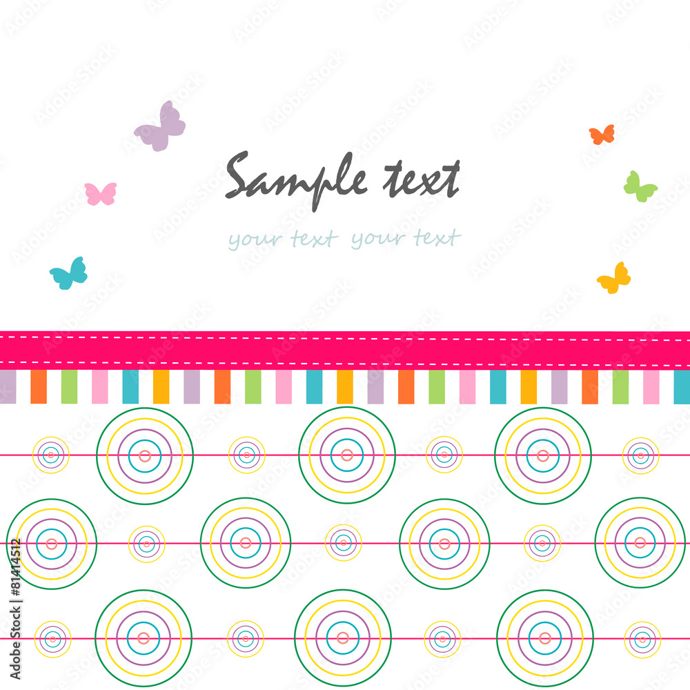 Colorful abstract greeting card circle and butterfly Colorful abstract greeting card circle and butterfly